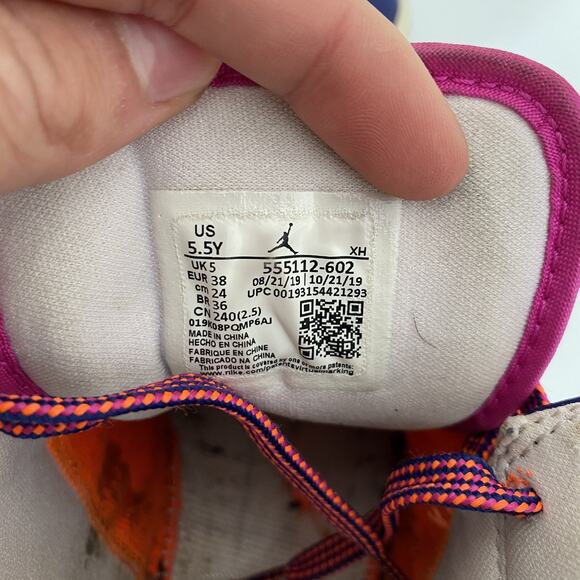 Nike Air Jordan 1 Mid Shoes Youth Sz US 5.5 Fire Pink-Barely Purple 555112-602 - Picture 10 of 10